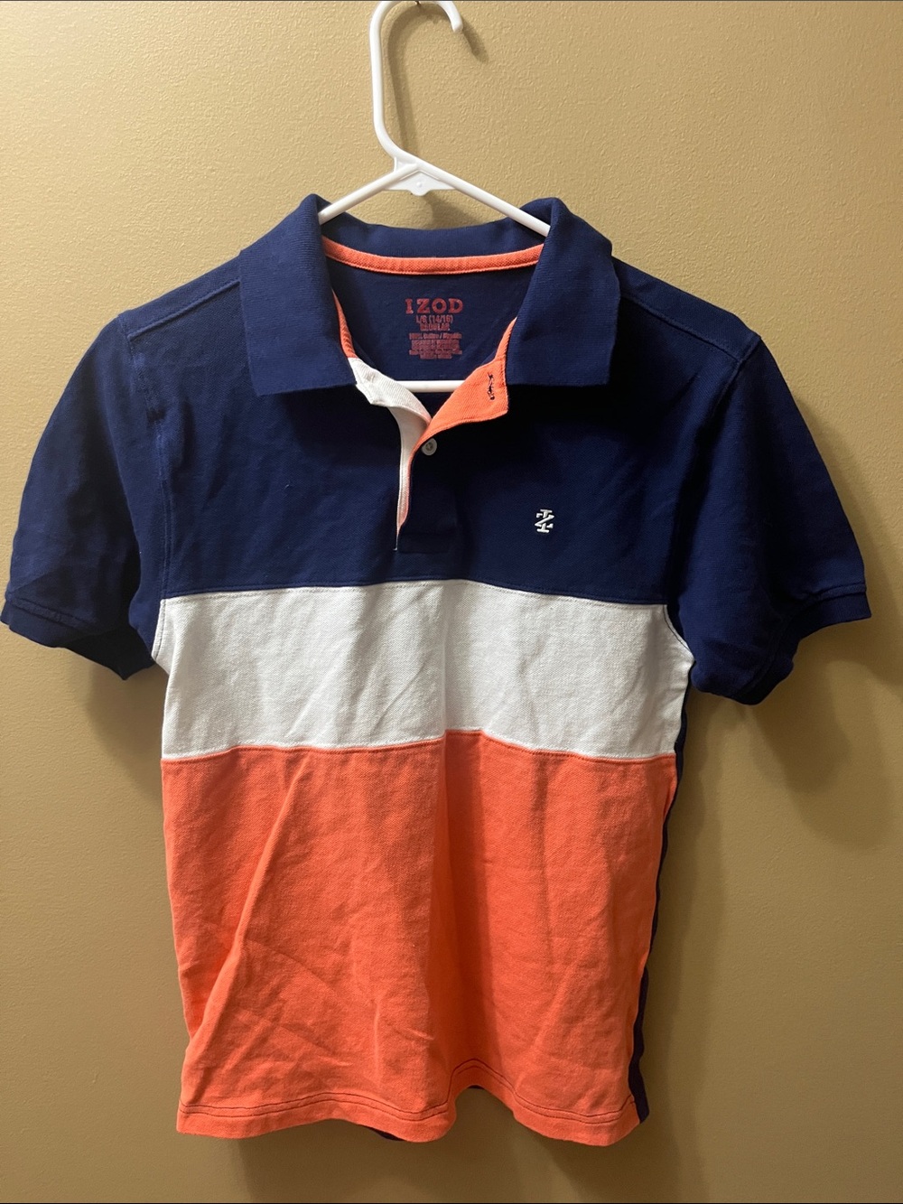 Izod Colorblock Polo in Navy, White & Orange